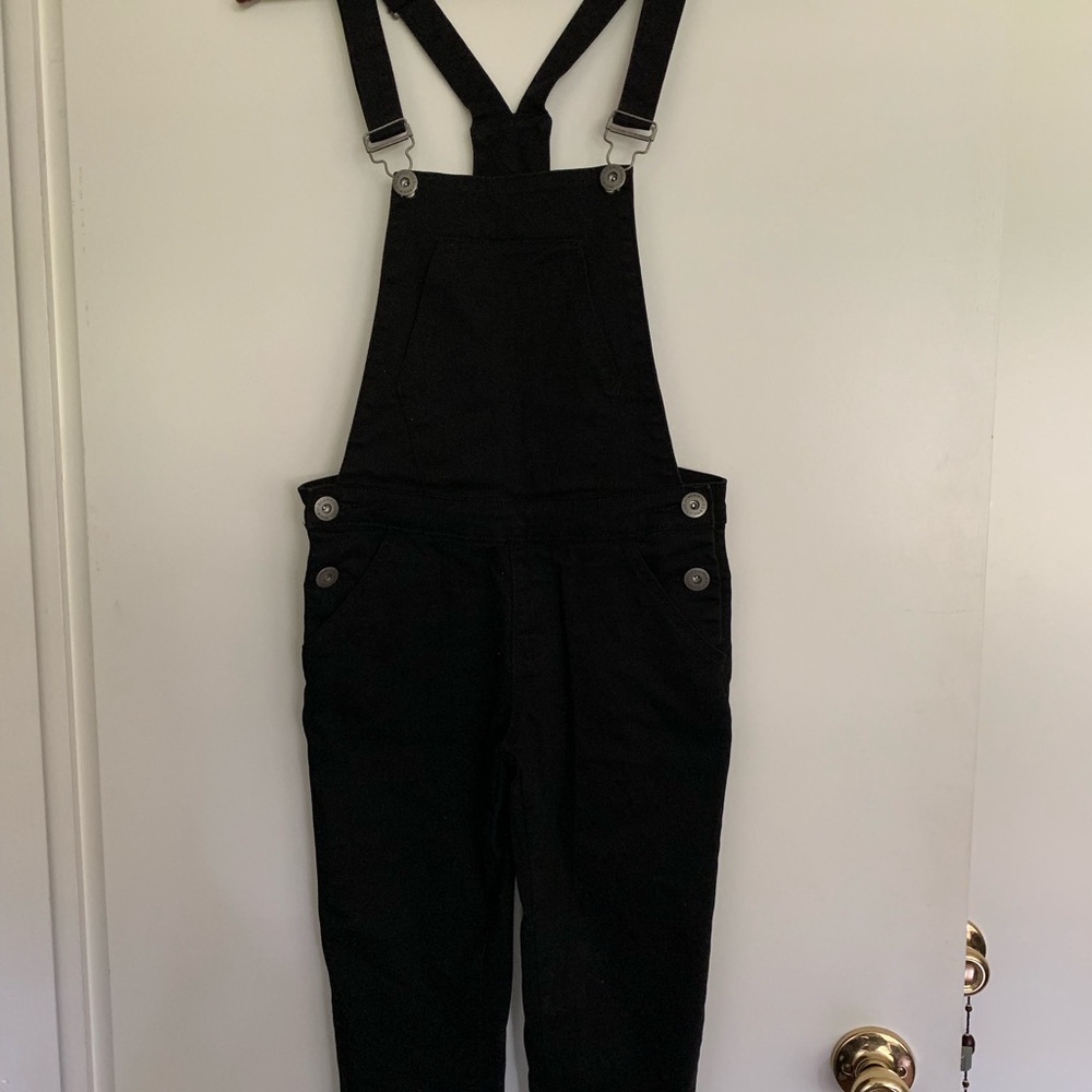Black skinny jean overalls